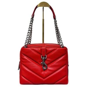 REBECCA MINKOFF Edie Quilted Leather Maxi Top Zip Shoulder Bag, CORAL